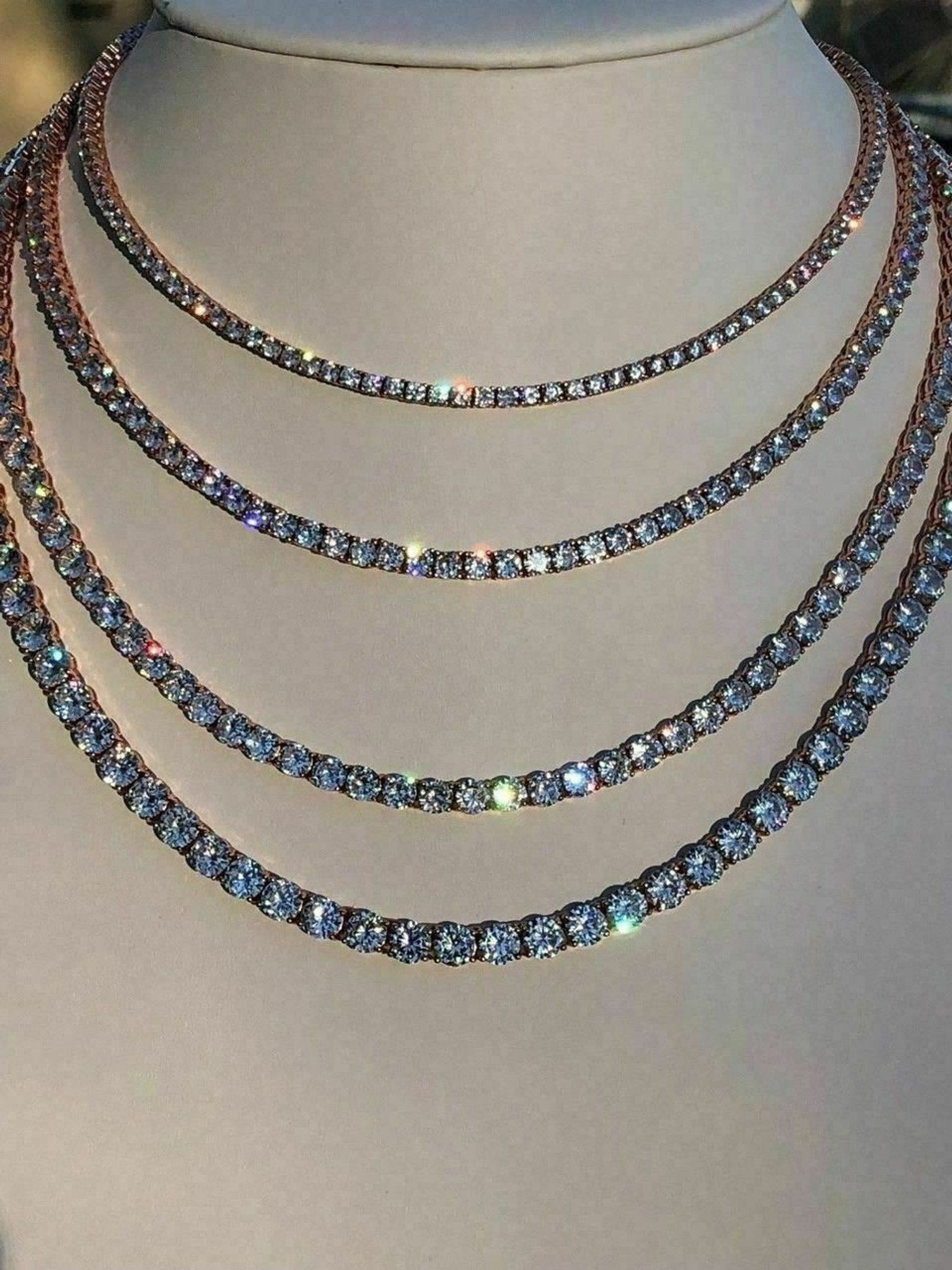 Tennis Necklace and Bracelet Set with Blue Zirconia - Bronzallure